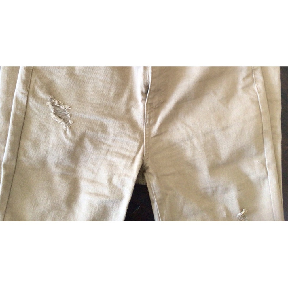 Risen Tan Distressed Skinny Jeans
